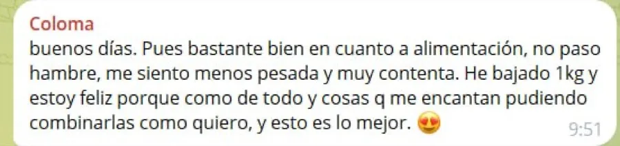 Comentario de clienta